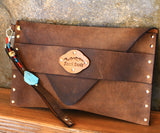 Wristlet leather clutch