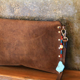 Wristlet leather clutch